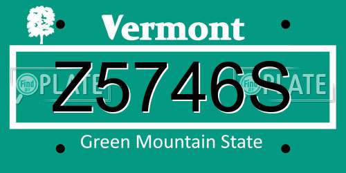 Z5746S Vermont License Plate