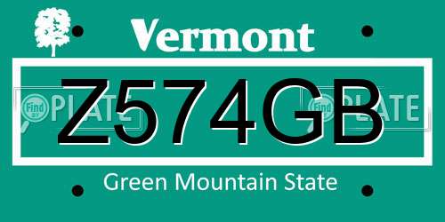 Z574GB Vermont License Plate