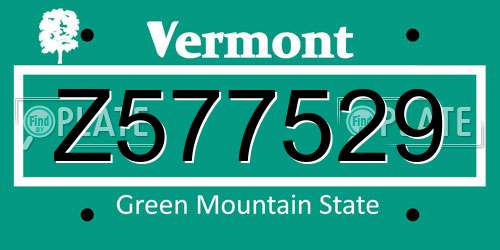 Z577529 Vermont License Plate