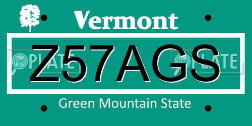 Z57AGS Vermont License Plate