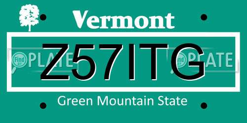 Z57ITG Vermont License Plate