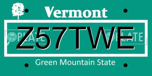 Z57TWE Vermont License Plate