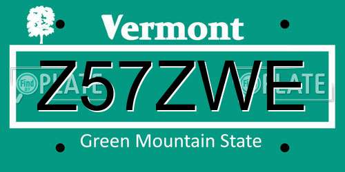 Z57ZWE Vermont License Plate