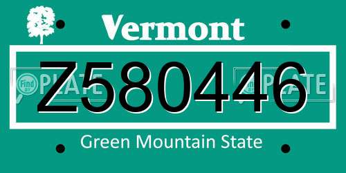 Z580446 Vermont License Plate