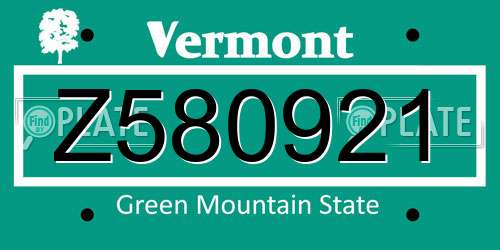 Z580921 Vermont License Plate