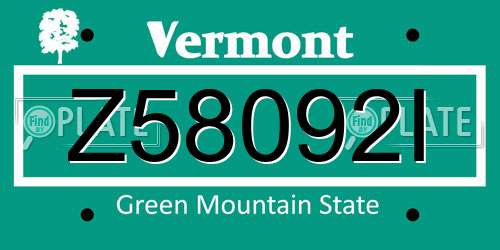 Z58092I Vermont License Plate