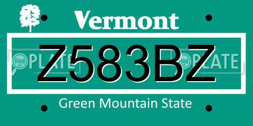 Z583BZ Vermont License Plate