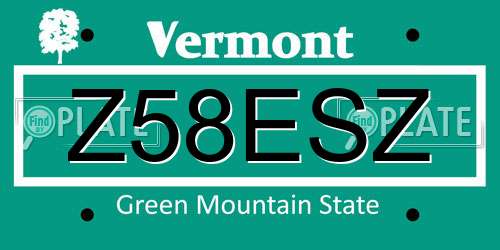 Z58ESZ Vermont License Plate