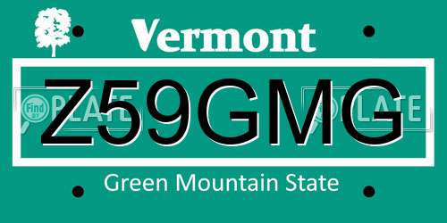 Z59GMG Vermont License Plate