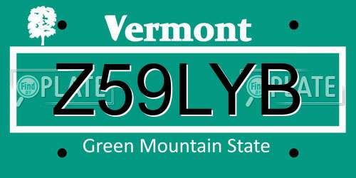 Z59LYB Vermont License Plate