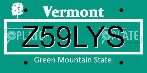 Z59LYS Vermont License Plate