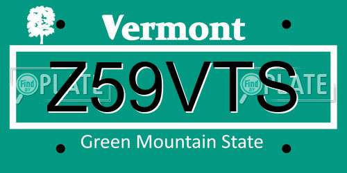 Z59VTS Vermont License Plate