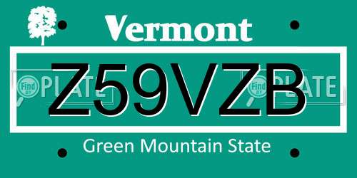 Z59VZB Vermont License Plate