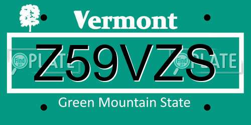 Z59VZS Vermont License Plate