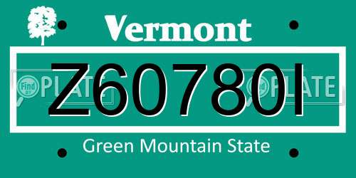 Z60780I Vermont License Plate