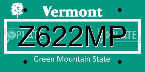 Z622MP Vermont License Plate