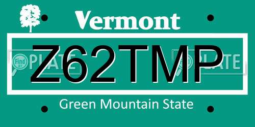 Z62TMP Vermont License Plate