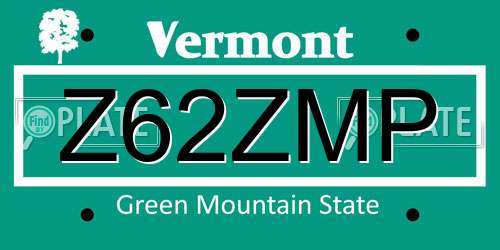 Z62ZMP Vermont License Plate