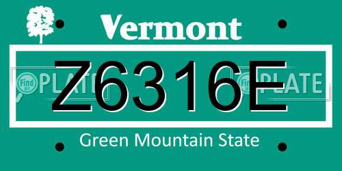 Z6316E Vermont License Plate
