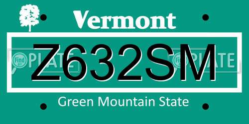 Z632SM Vermont License Plate