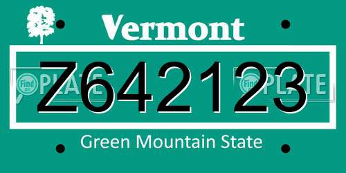 Z642123 Vermont License Plate