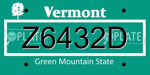 Z6432D Vermont License Plate