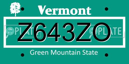 Z643ZO Vermont License Plate