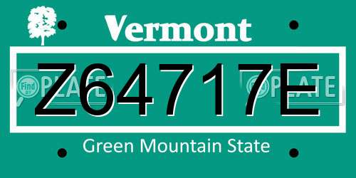 Z64717E Vermont License Plate