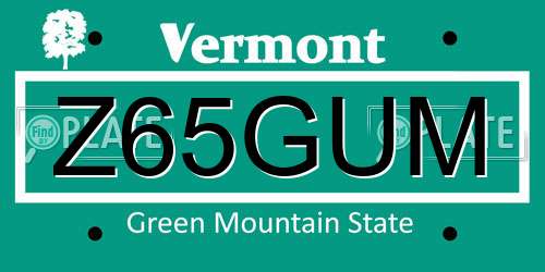 Z65GUM Vermont License Plate