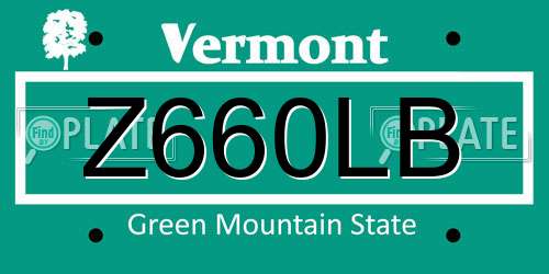 Z660LB Vermont License Plate