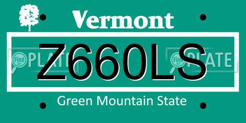 Z660LS Vermont License Plate