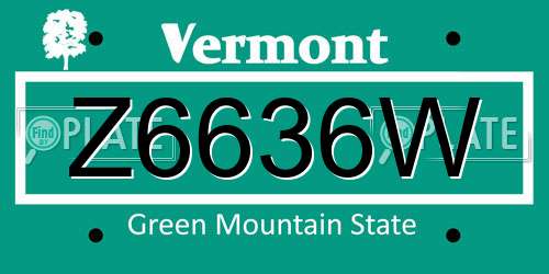 Z6636W Vermont License Plate
