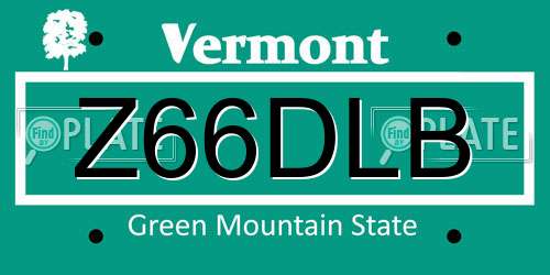 Z66DLB Vermont License Plate