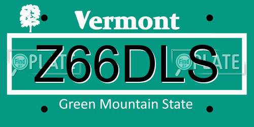 Z66DLS Vermont License Plate