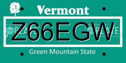 Z66EGW Vermont License Plate