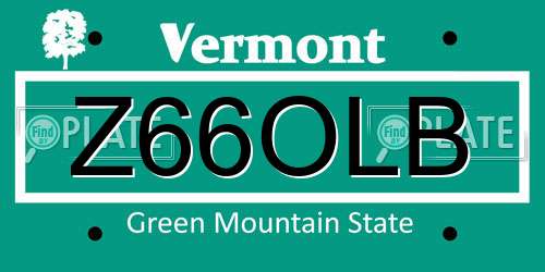 Z66OLB Vermont License Plate