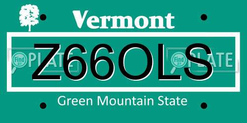 Z66OLS Vermont License Plate