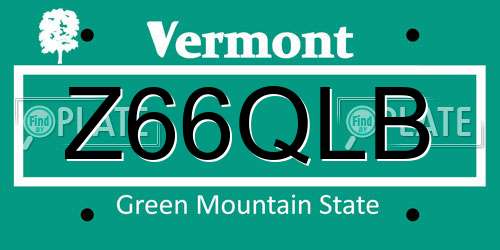 Z66QLB Vermont License Plate