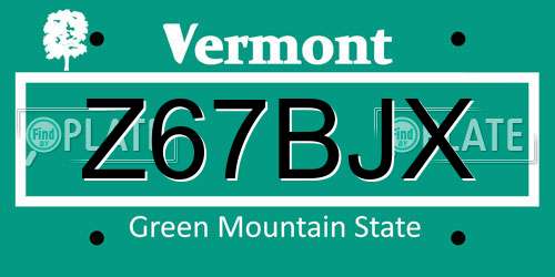 Z67BJX Vermont License Plate