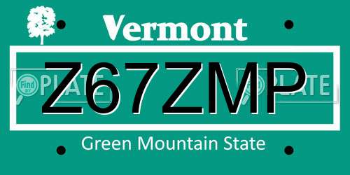 Z67ZMP Vermont License Plate