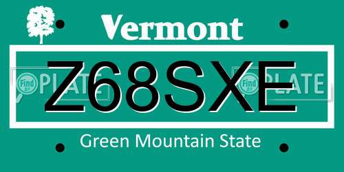 Z68SXE Vermont License Plate