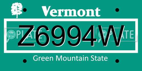 Z6994W Vermont License Plate