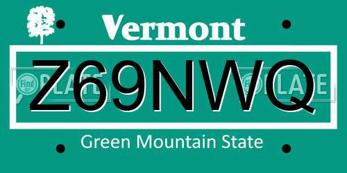 Z69NWQ Vermont License Plate