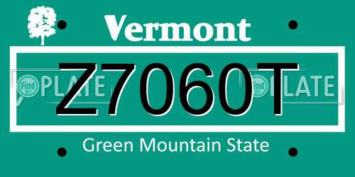 Z7060T Vermont License Plate