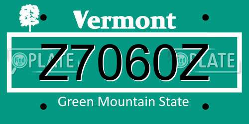 Z7060Z Vermont License Plate