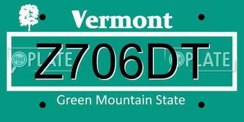 Z706DT Vermont License Plate