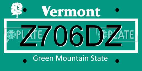 Z706DZ Vermont License Plate