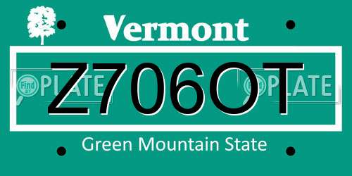 Z706OT Vermont License Plate