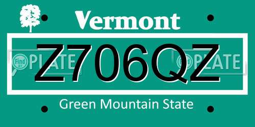 Z706QZ Vermont License Plate