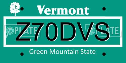 Z70DVS Vermont License Plate